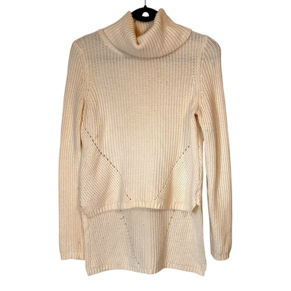 Anthropologie Moth Women's Cream High Low Turtleneck Sweater- Medium - Picture 5 of 13